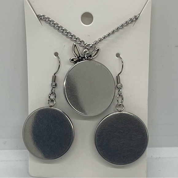 Hand Crafted Pink Blue Whimsical FairyCore Necklace & Earring Set NWT OS - Picture 3 of 5